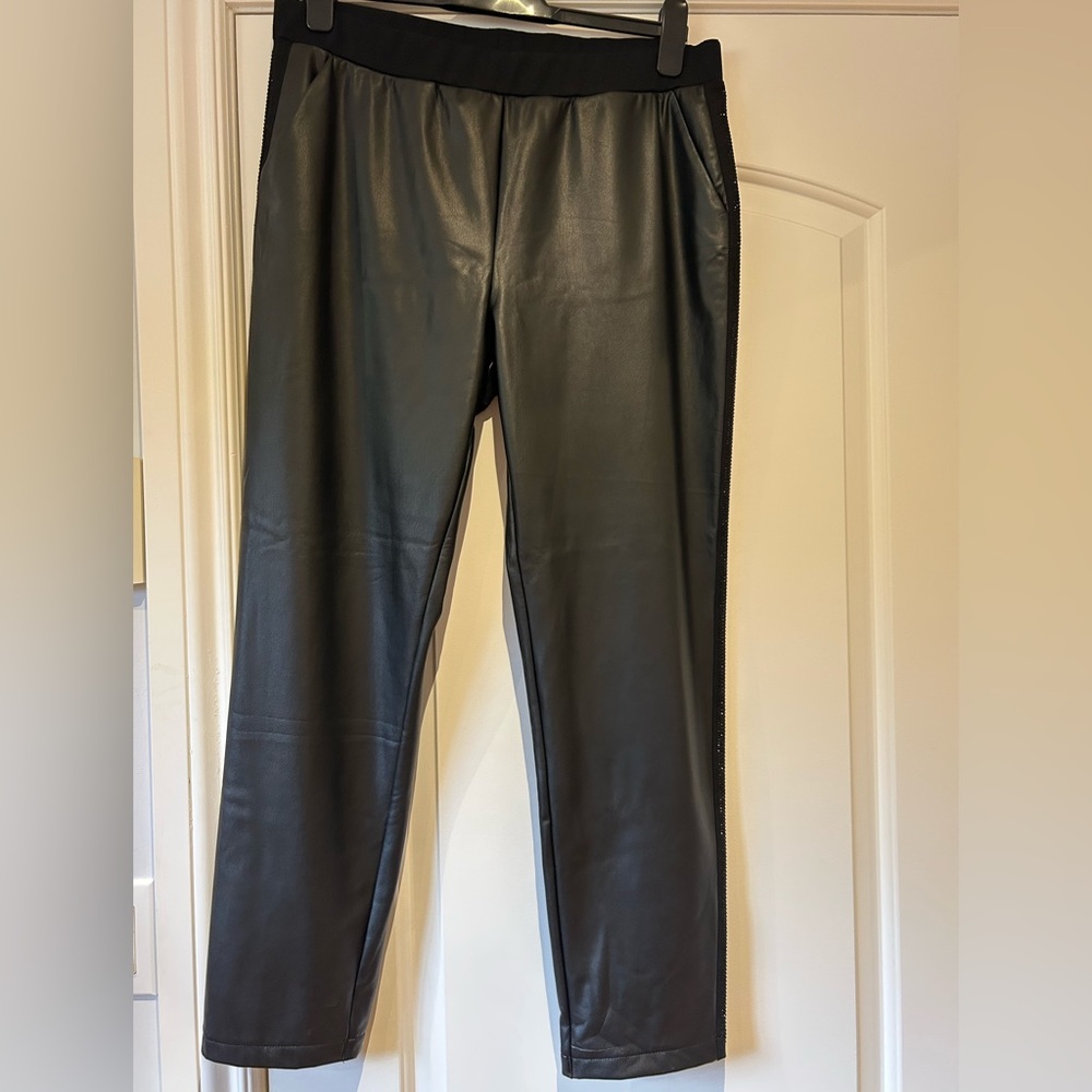 Tricotto Black Faux Leather Joggers